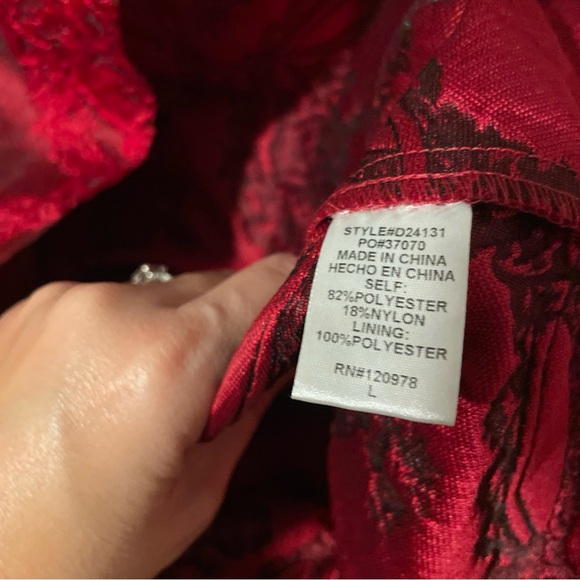 Entro USA Red Jacquard Bow Embellisment Short Dress Puff Sleeve Large valentines - Picture 6 of 6